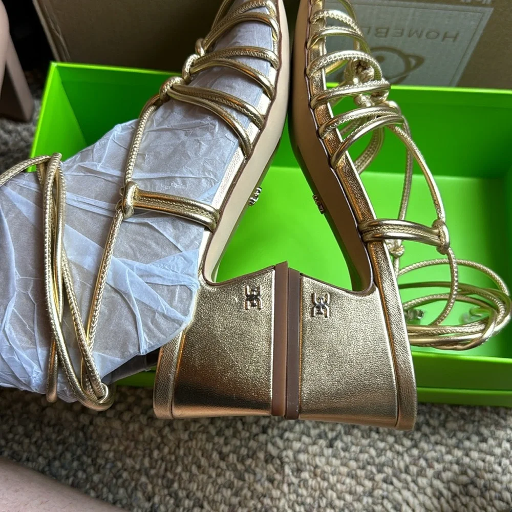 NWTIB - Sam Edelman Women's Westley Sandal, Heeled Sandal, Gold - Size 7 😍😍 - Picture 7 of 10